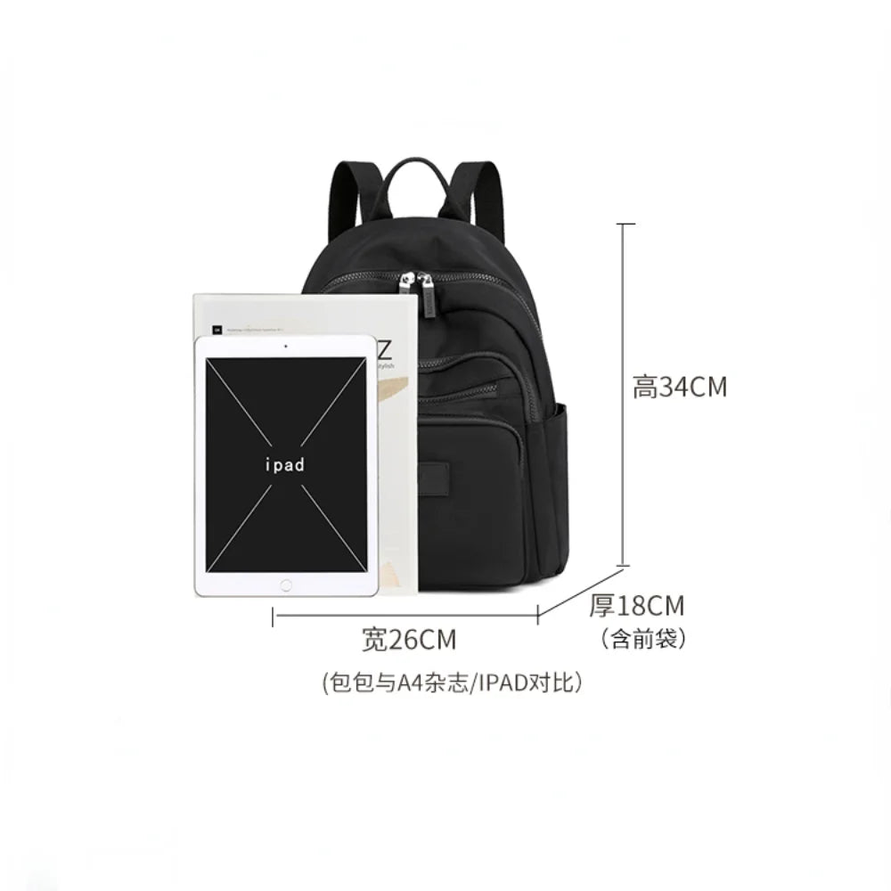 Dark Green Women's Waterproof Nylon Backpack - School Bag for Girls