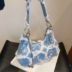 Denim Saddle Bag Ladies Shoulder Underarm Versatile Messenger Bag