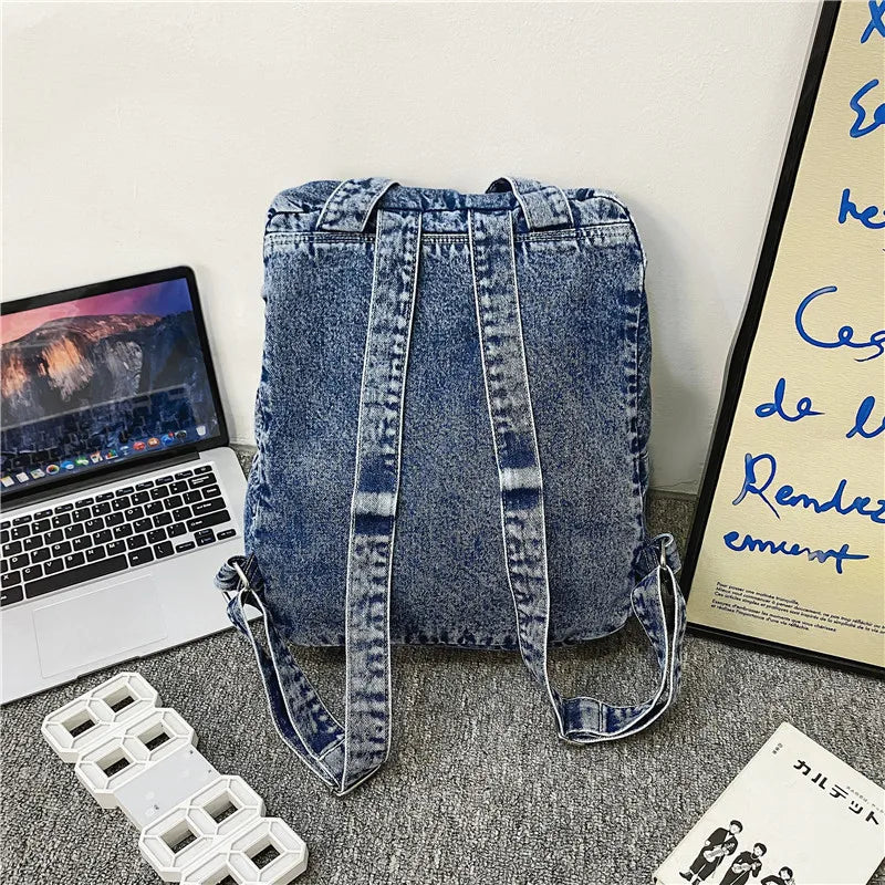 Denim Women Backpack Retro Large Capacity Bagpack