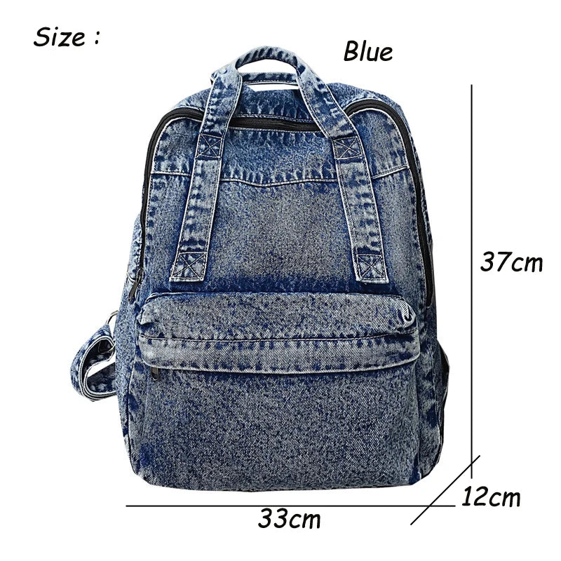 Denim Women Backpack Retro Large Capacity Bagpack