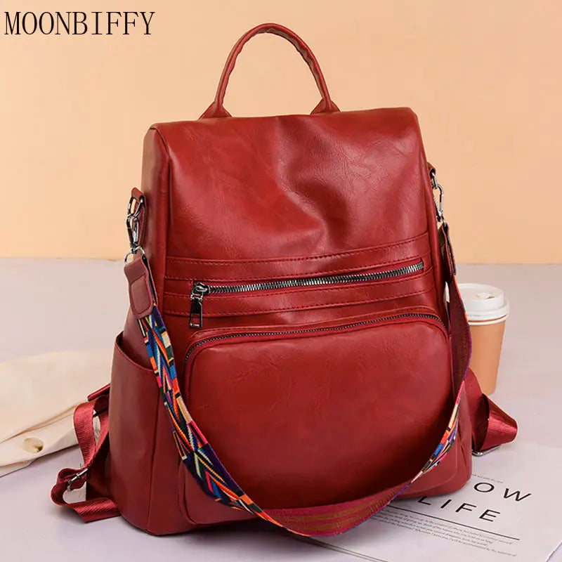 Women Leather Backpack School Bags for Girls Large Capacity