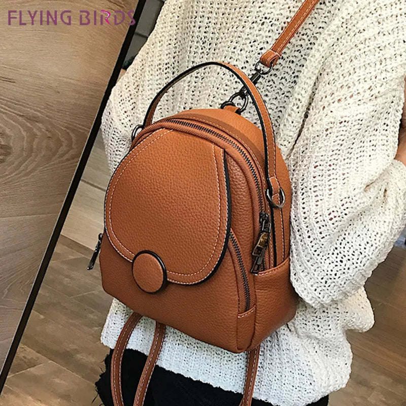 Women Leather Mini Soft Touch Backpack Multi-Function Small Shoulder Bag