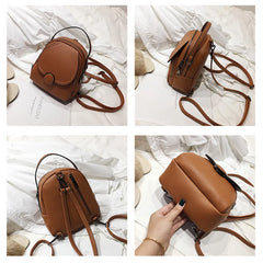 Women Leather Mini Soft Touch Backpack Multi-Function Small Shoulder Bag