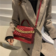 Square Shoulder Bag with Chain Crossbody Women Top Handle Bag