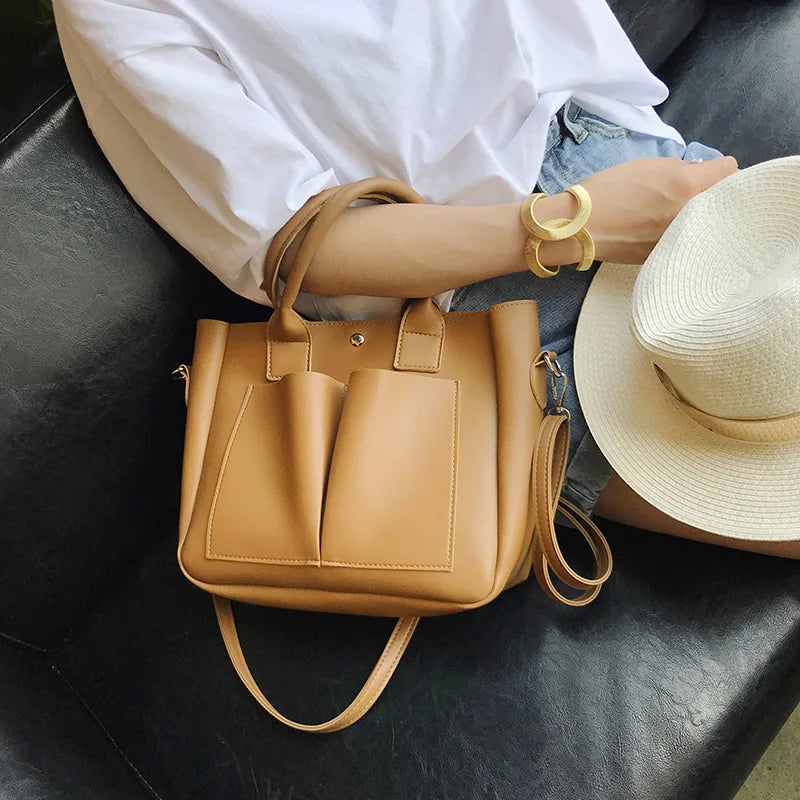 Stylish Women's Shoulder Bag - Large Capacity PU Leather