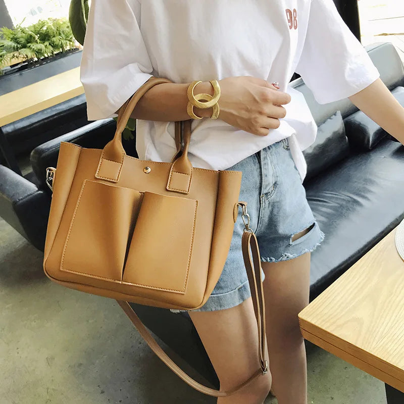 Stylish Women's Shoulder Bag - Large Capacity PU Leather