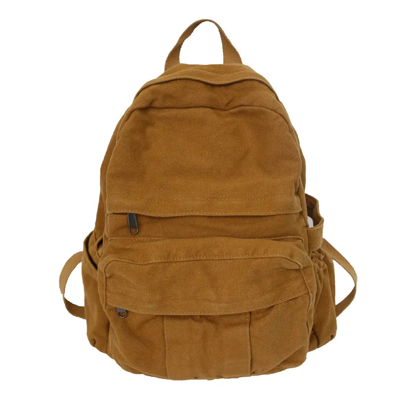 Canvas Student School Bag Zipper Book Bag Backpacks