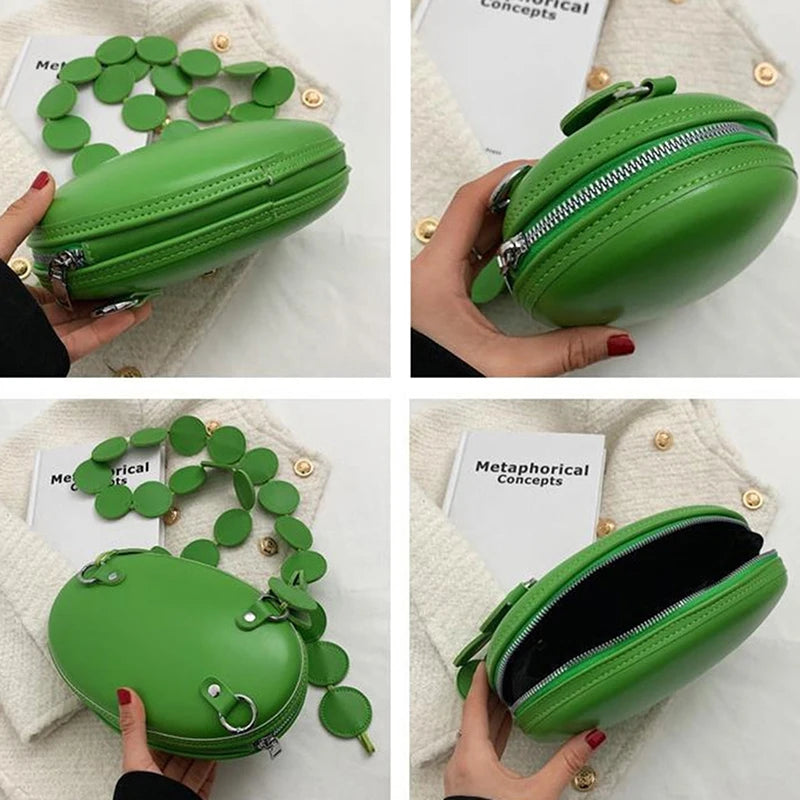 Women Round Handbag Female Crossbody Bags Green Pink Shoulder Bags