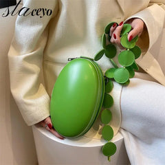 Women Round Handbag Female Crossbody Bags Green Pink Shoulder Bags