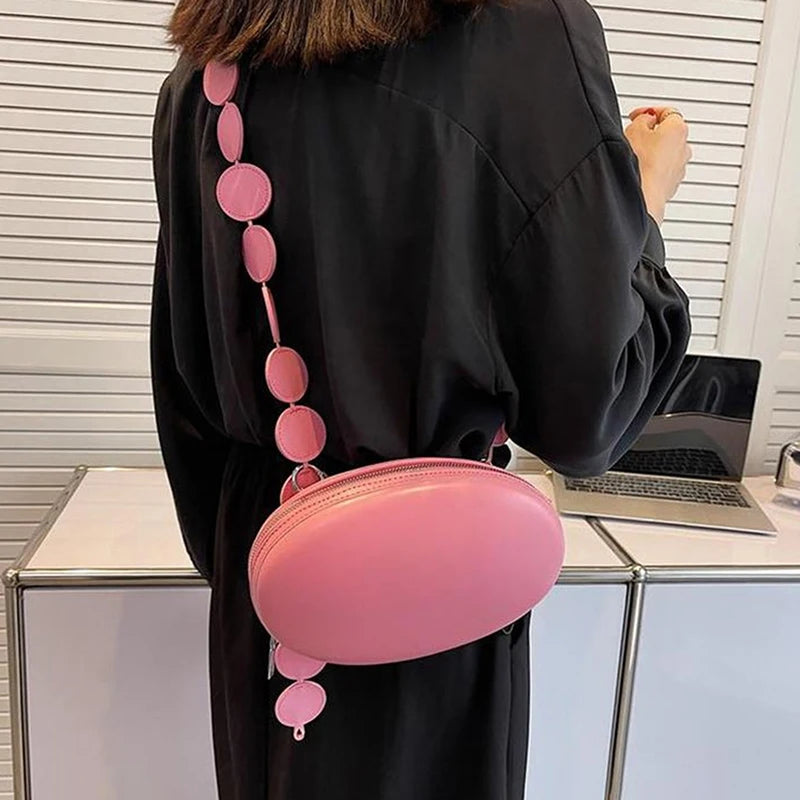 Women Round Handbag Female Crossbody Bags Green Pink Shoulder Bags
