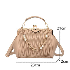 Women's High Pleated Leather Shoulder Crossbody Bag