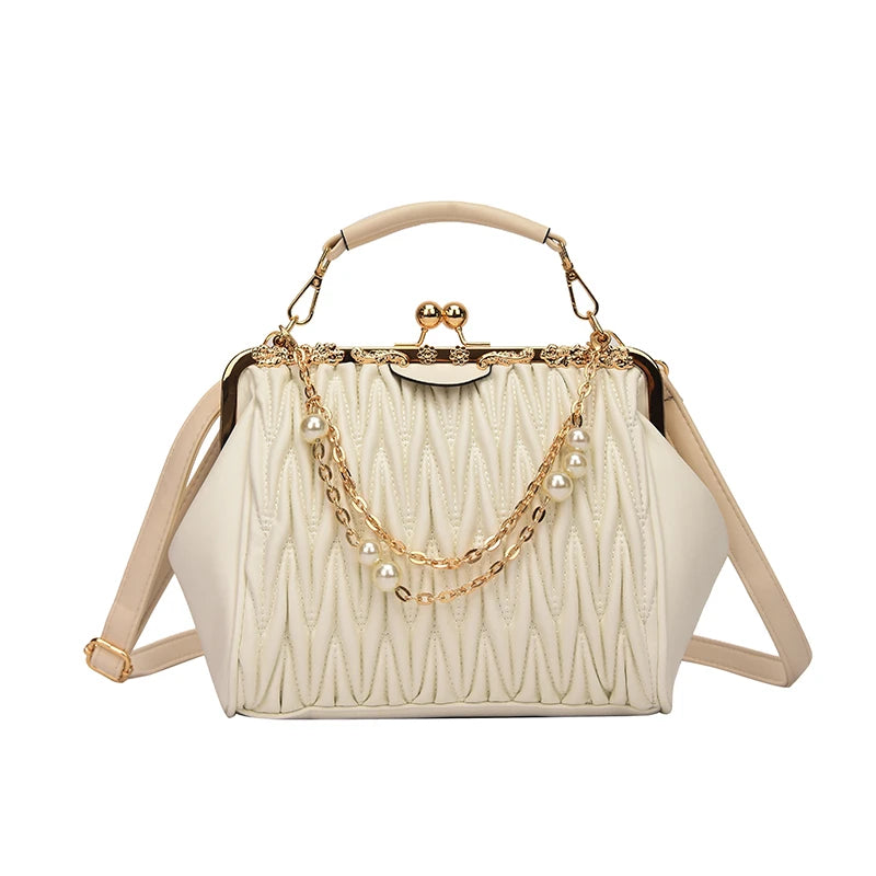Women's High Pleated Leather Shoulder Crossbody Bag