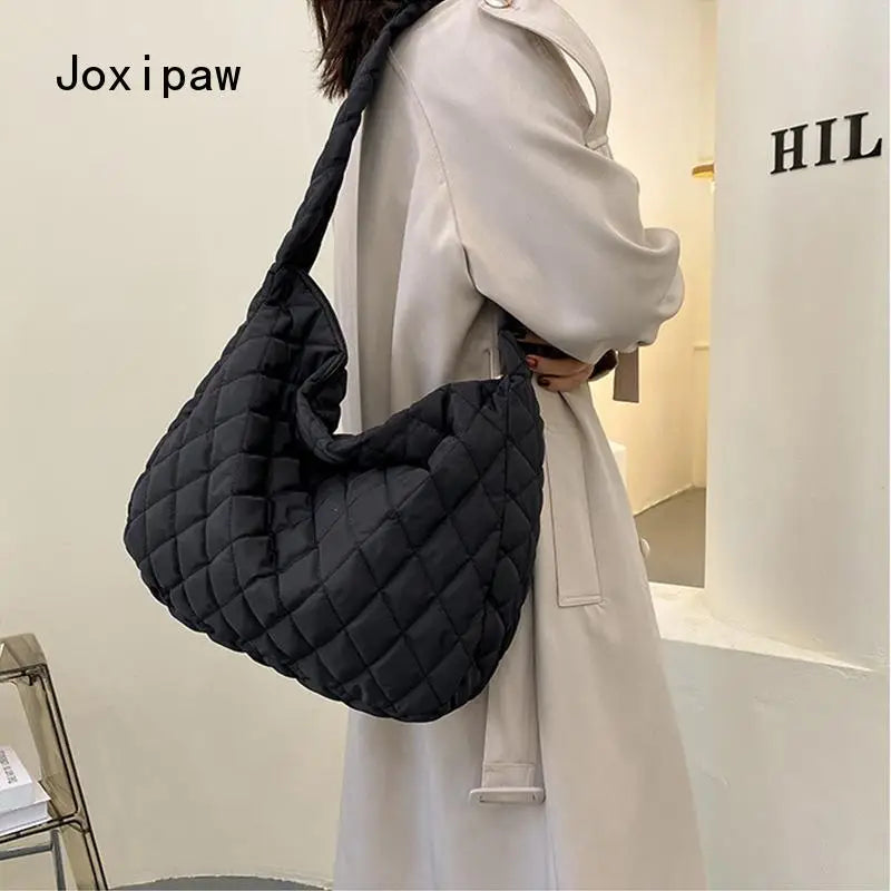 Diamond Lattice Shoulder Bag for Women Large Capacity Crossbody Bag Vintage