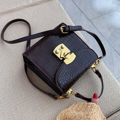 Female Stone Pattern Tote Bag Lock Shoulder Messenger Bag