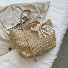 Straw Woven Handbag Women Beach Tote Crossbody Bag