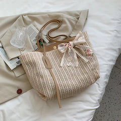 Straw Woven Handbag Women Beach Tote Crossbody Bag