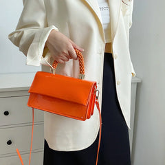 Patent Leather Shoulder Bag Orange Green Messenger Clutch