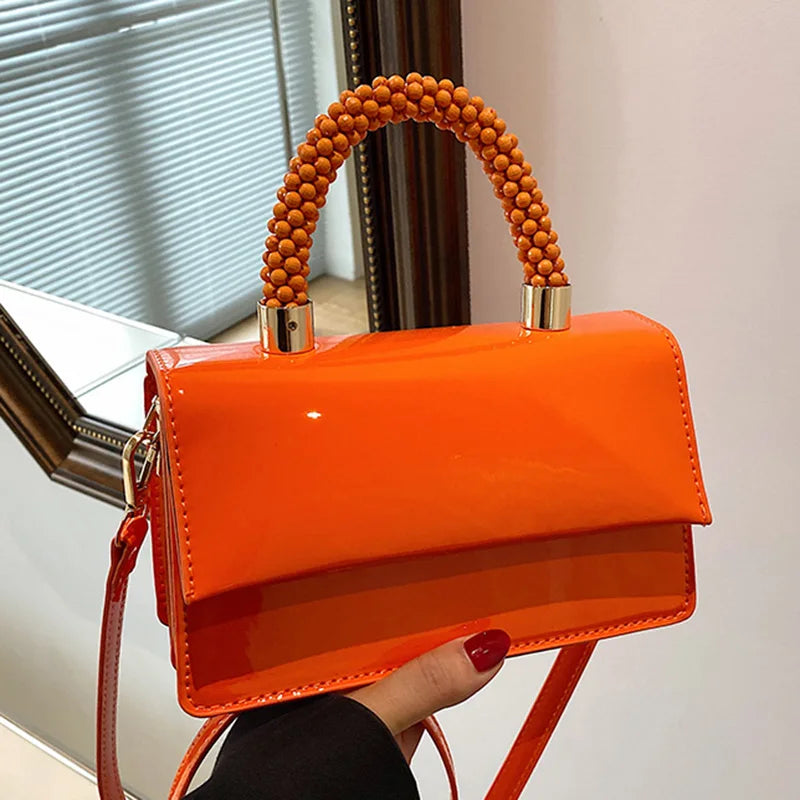 Patent Leather Shoulder Bag Orange Green Messenger Clutch