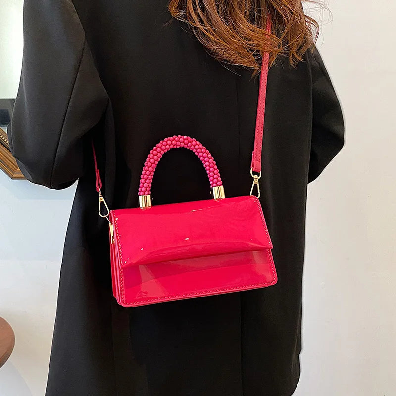 Patent Leather Shoulder Bag Orange Green Messenger Clutch