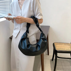 Women's Pleated Cloud Bag Yellow Evening Party Clutch Shoulder Bags