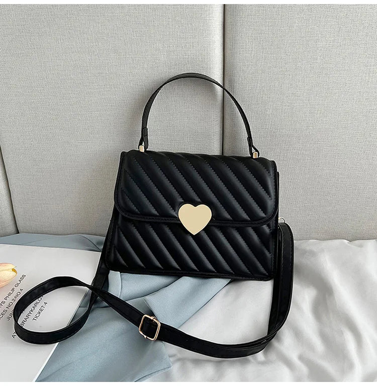 Embroidery Thread Quilted Crossbody Bag PU Leather Tote