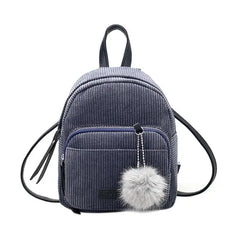 Corduroy Mini Backpack for Women Girls School Travel Shoulder Bag