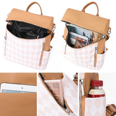 PU Leather Ladies Backpack Large Capacity Travel Shoulder Bag School Bag