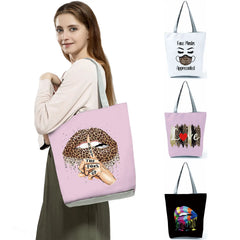 Leopard Lips Women Shoulder Bag Tote Reusable Shopping Handbag