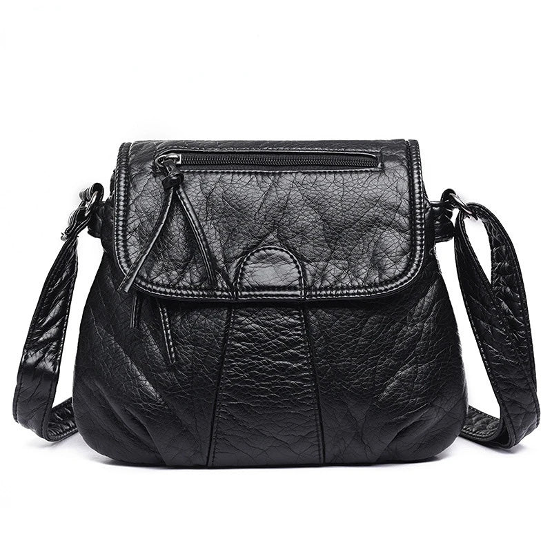 Small WomenSoft Washed PU Leather Crossbody Bag Female Handbag Purse