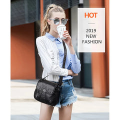 Small WomenSoft Washed PU Leather Crossbody Bag Female Handbag Purse
