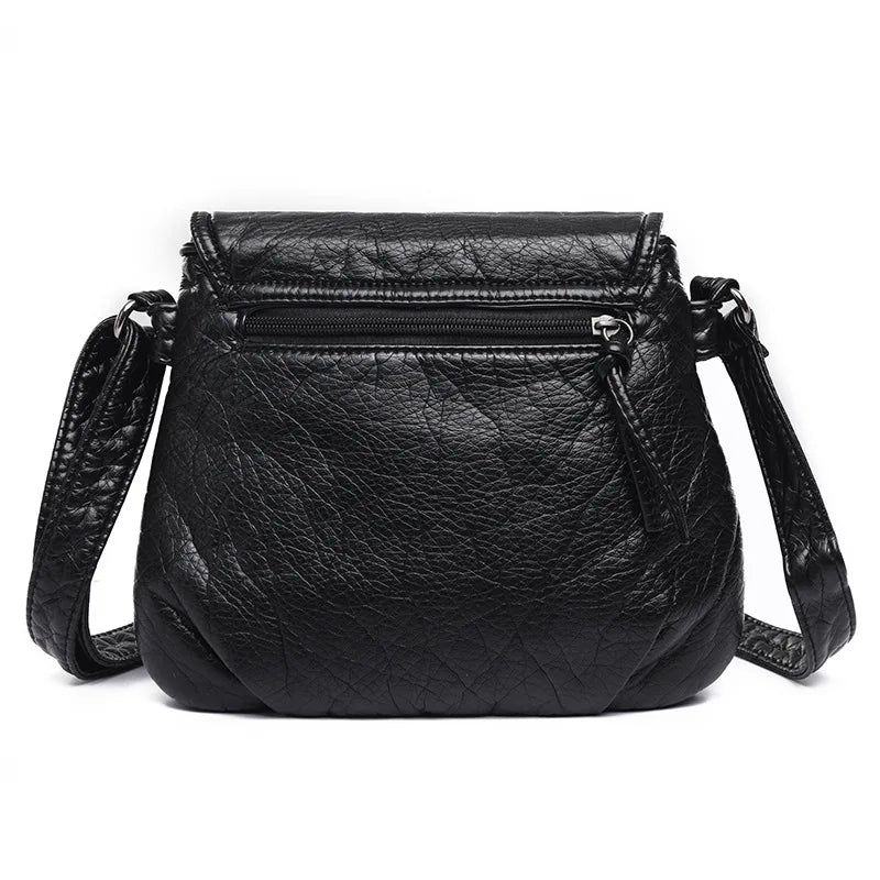 Small WomenSoft Washed PU Leather Crossbody Bag Female Handbag Purse
