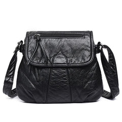 Small WomenSoft Washed PU Leather Crossbody Bag Female Handbag Purse