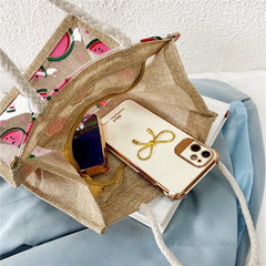 Canvas Transparent Fruit Handbag Soft Girl Shoulder Bag