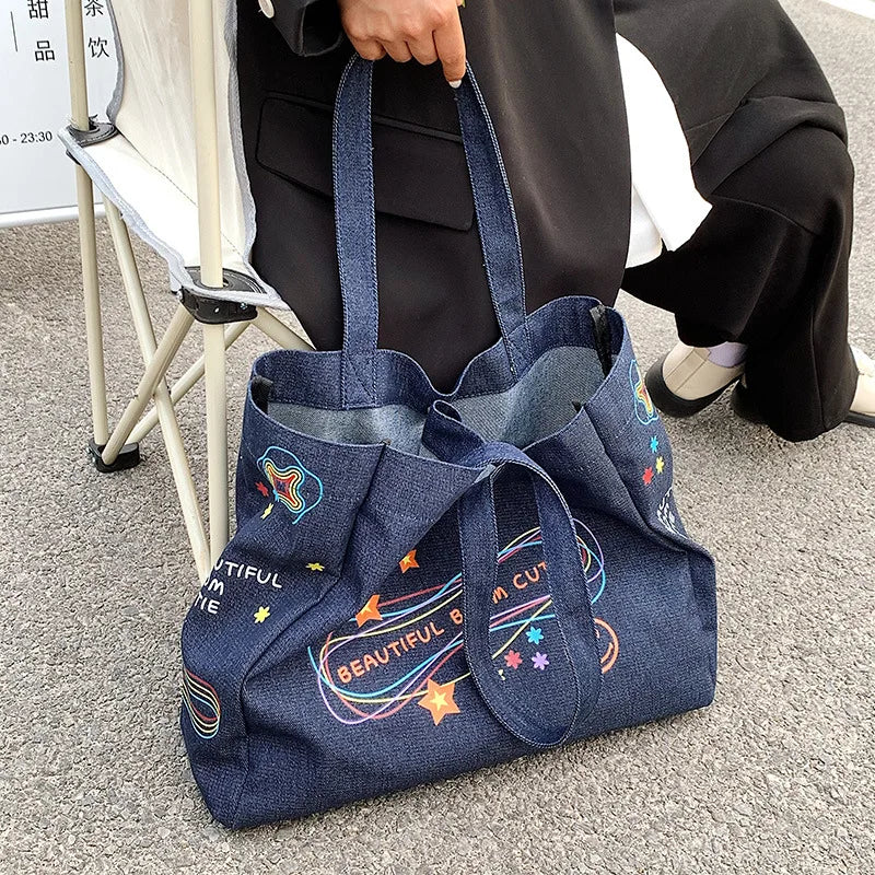 Cowboy Tote Bag Large Capacity Women Handbags Shoulder Bag