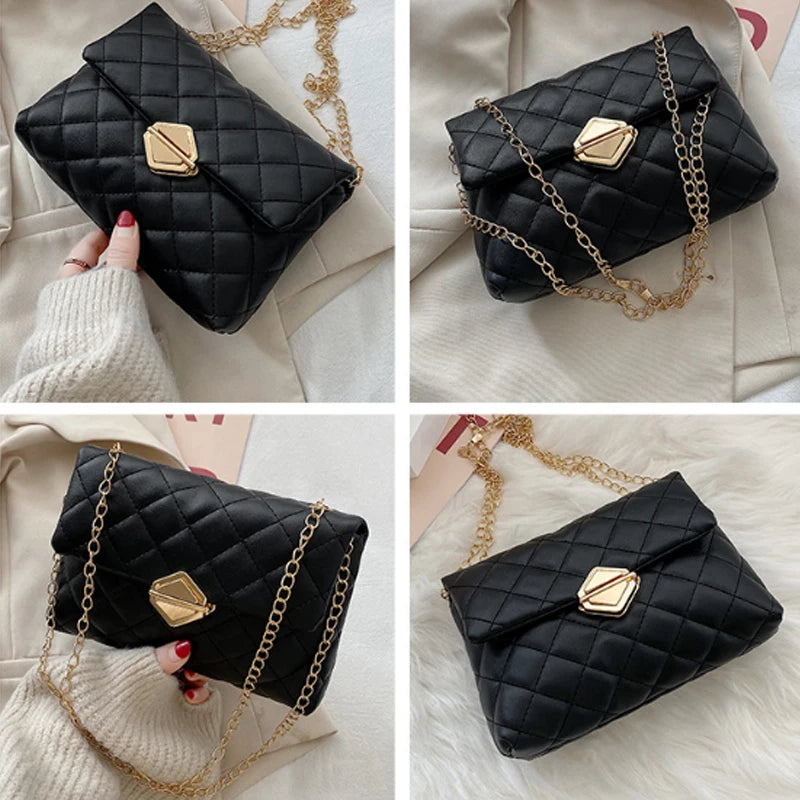 Women's Rhombus Embroidered Shoulder Bag Chain Crossbody