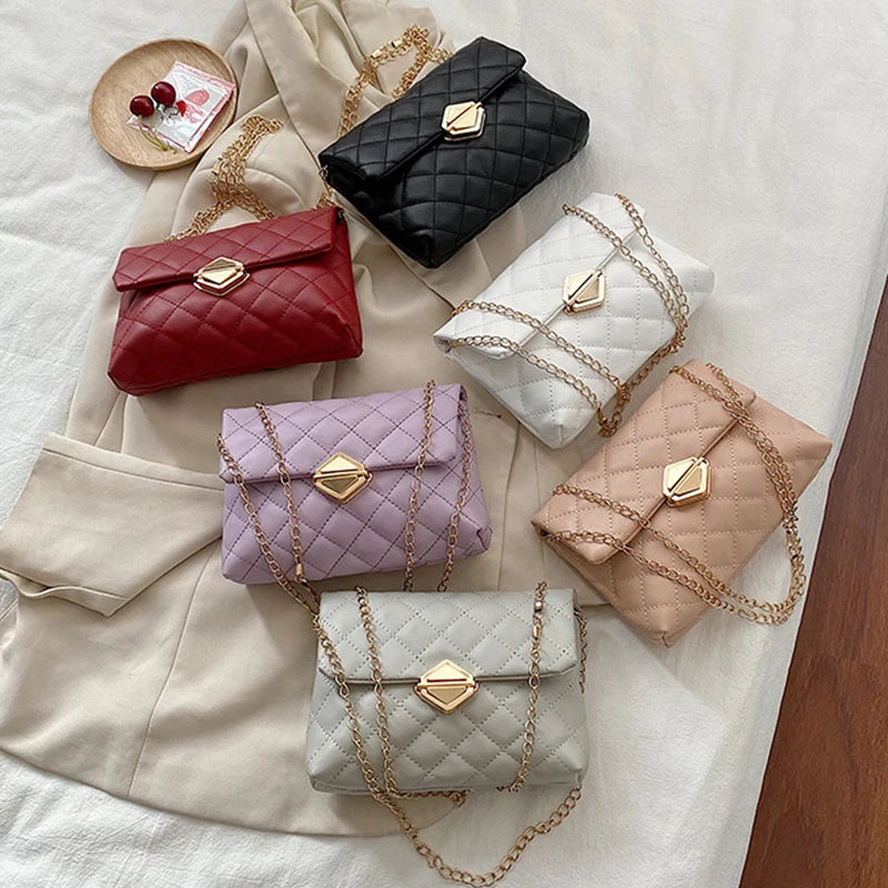 Women's Rhombus Embroidered Shoulder Bag Chain Crossbody
