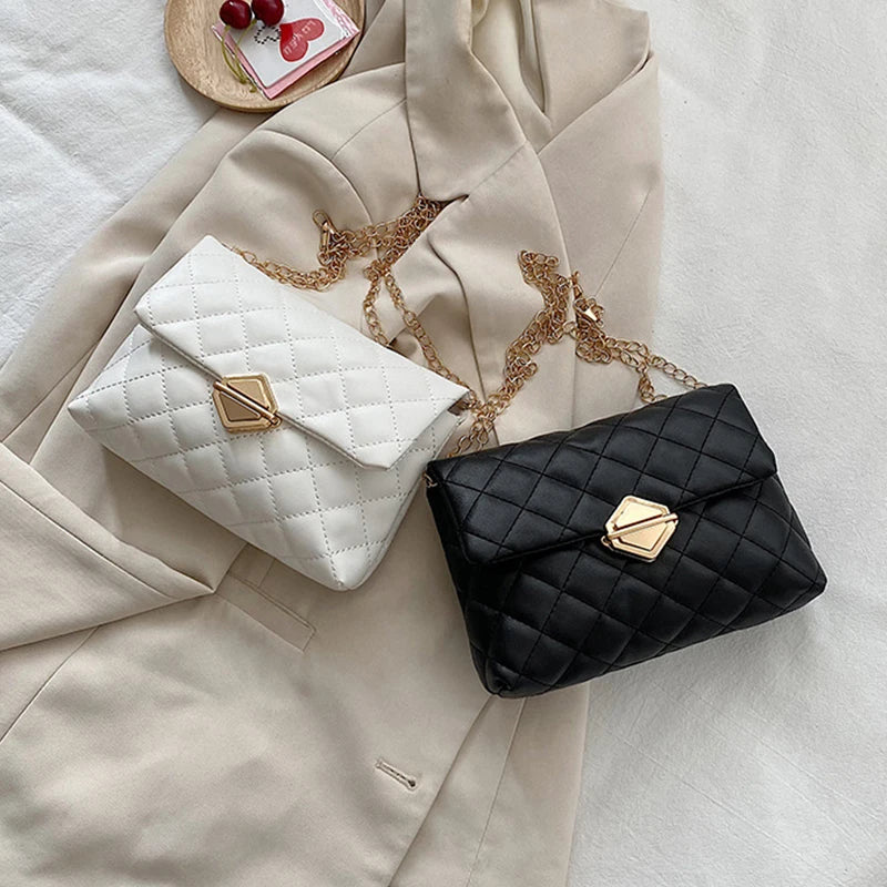 Women's Rhombus Embroidered Shoulder Bag Chain Crossbody