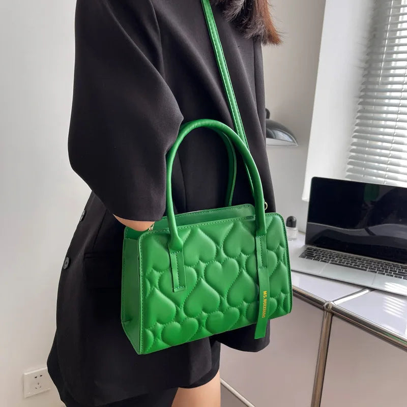 Green Heart Messenger Shoulder Bag Women Purses Tote Bags