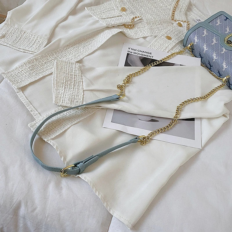 Animal Pattern Shoulder Bag with Metal Chain