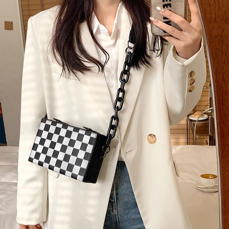 Mini Messenger Bag Small Shoulder Box Messenger Bag PU Leather Handbag