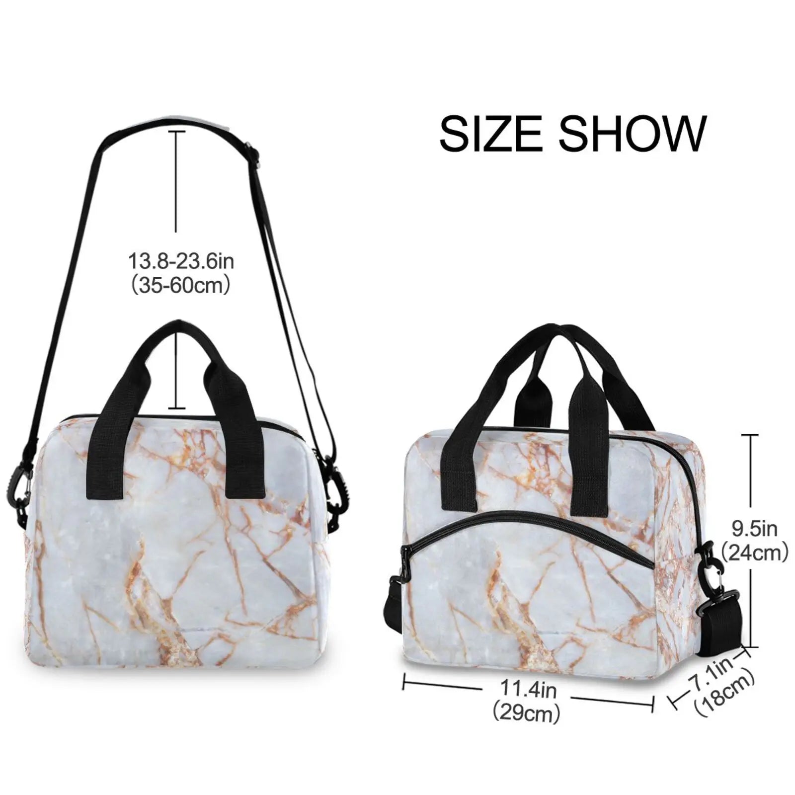 Marble Print Lunch Bag Multicolor Cooler Bags Men Women Thermal Breakfast Box