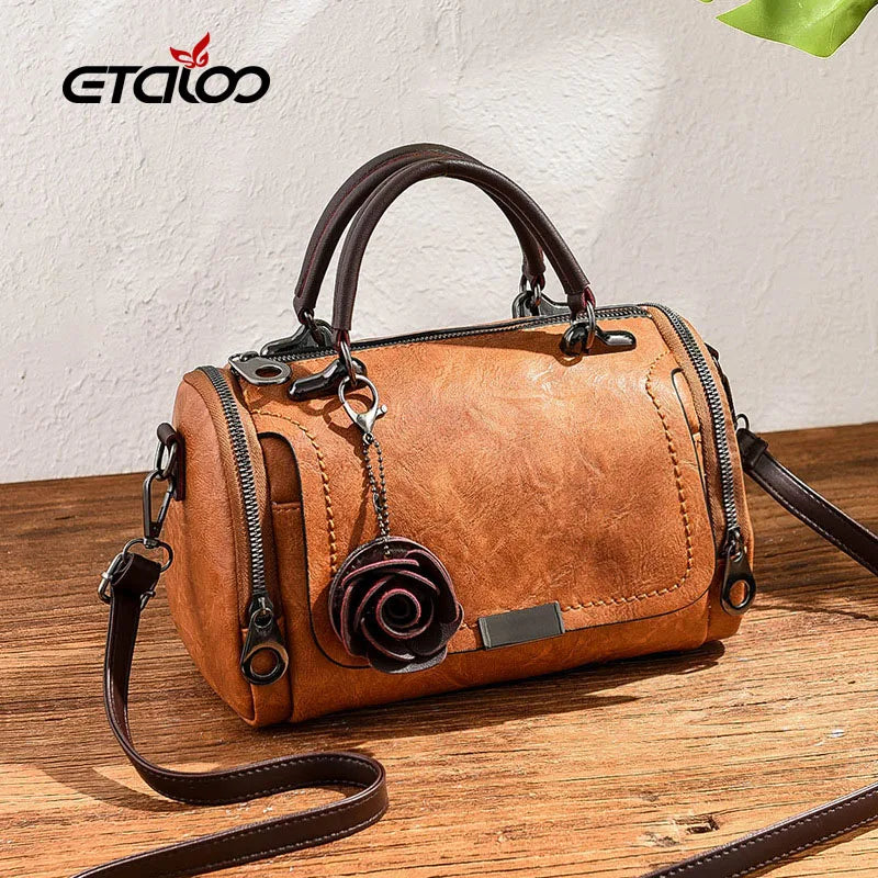 PU Leather Handbag For Women Girl Messenger Bags With Ball Female Shoulder Bags