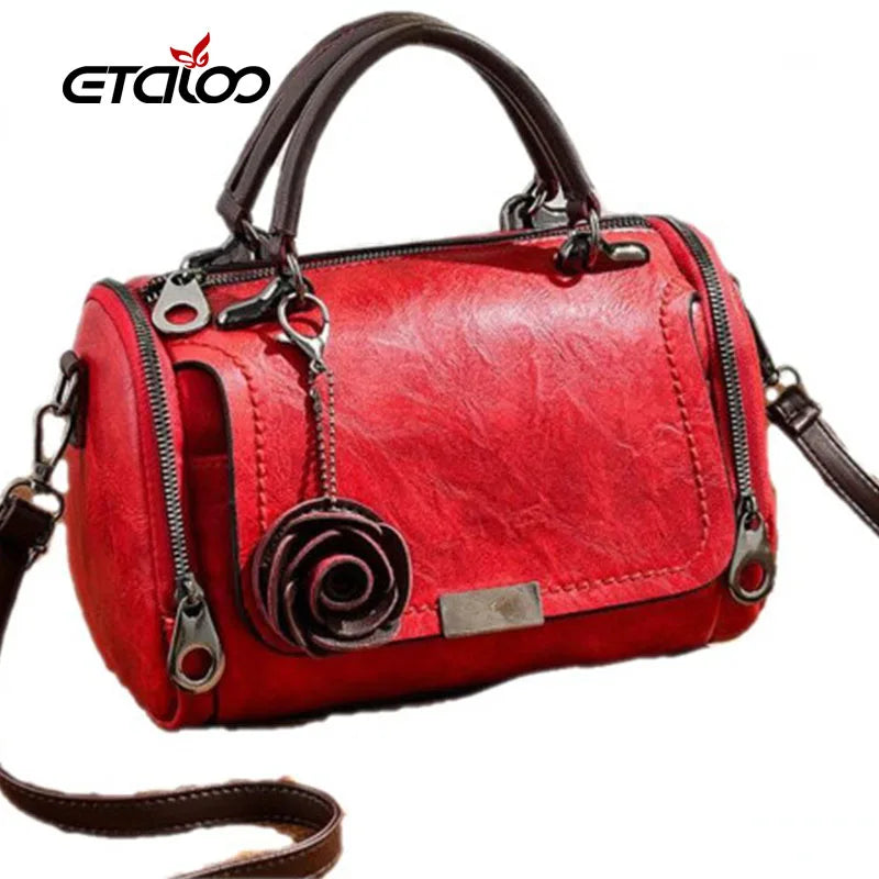 PU Leather Handbag For Women Girl Messenger Bags With Ball Female Shoulder Bags