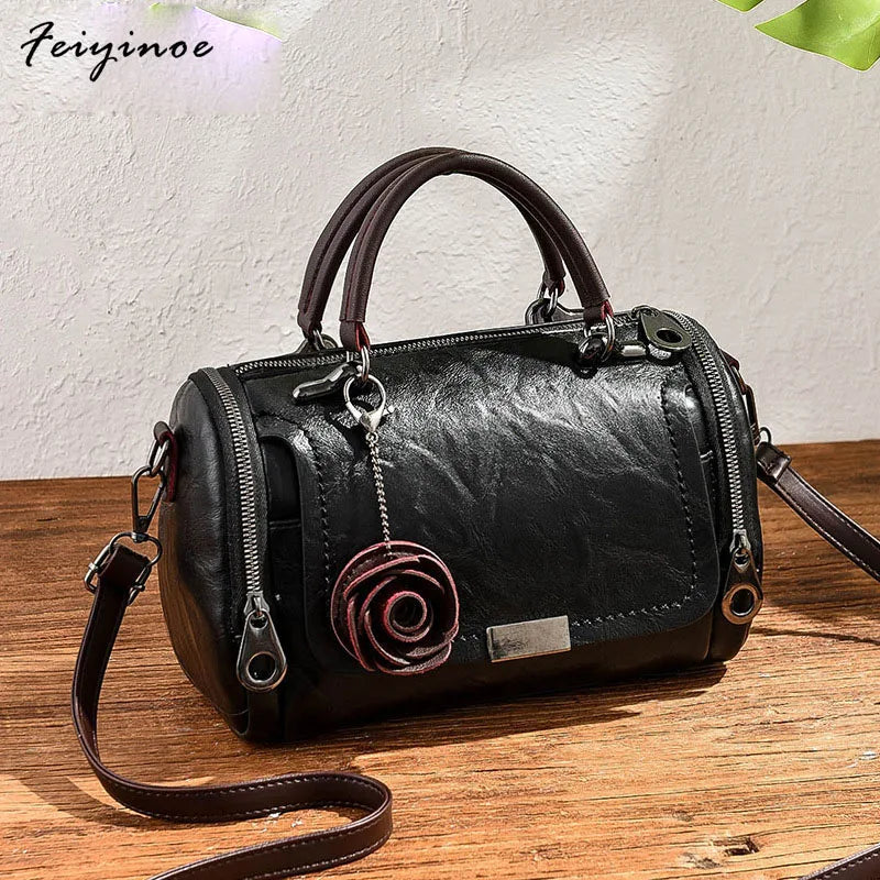 PU Leather Handbag For Women Girl Messenger Bags With Ball Female Shoulder Bags