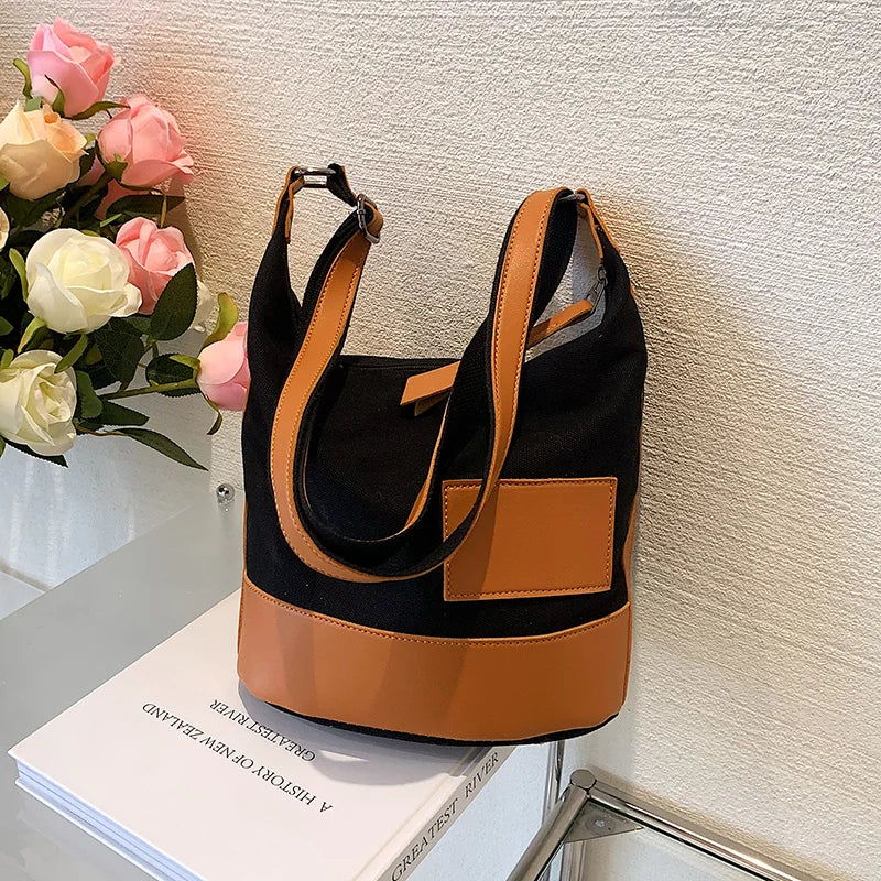 Patchwork High Canvas Ladies Shoulder Bag Small Women's Messenger Bags