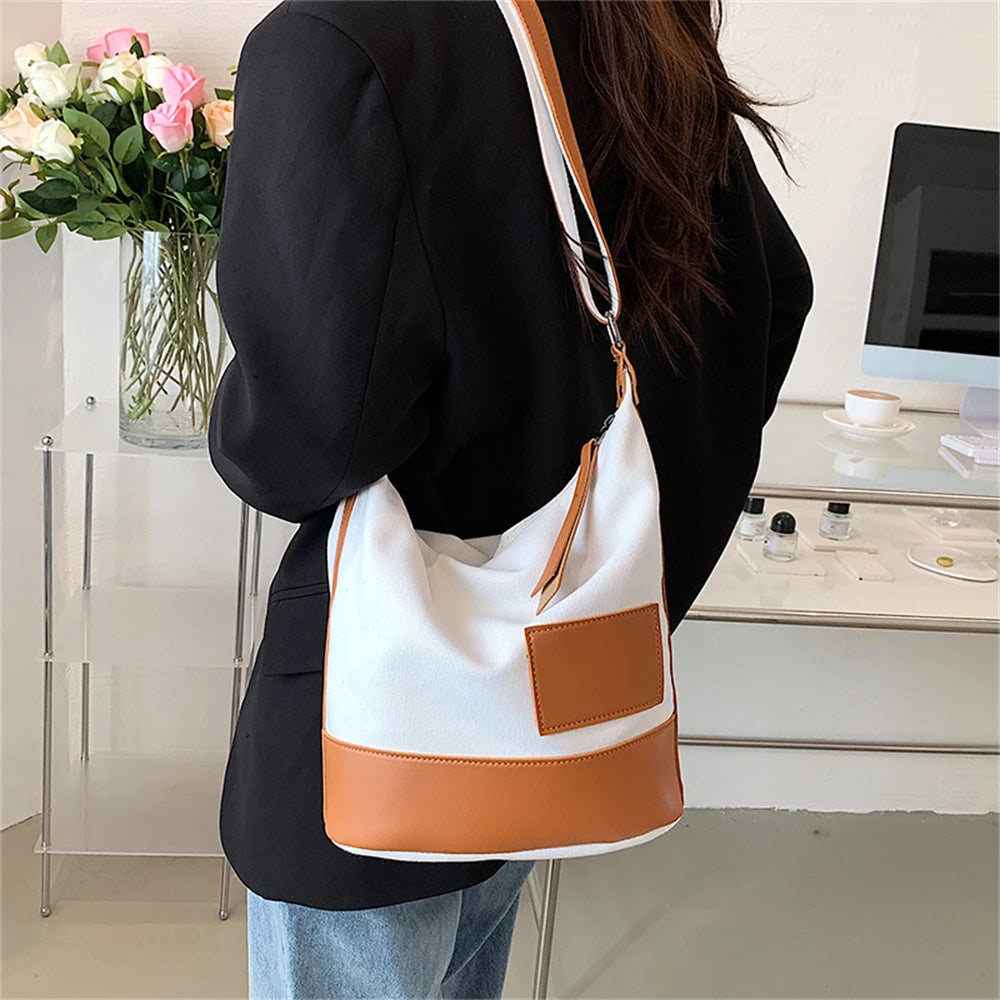 Patchwork High Canvas Ladies Shoulder Bag Small Women's Messenger Bags