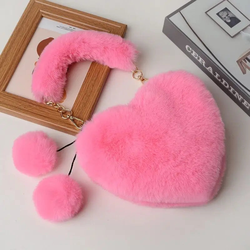 Plush Love Bag Ladies Handbag Rabbit Hair Candy Shoulder Bag