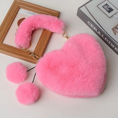 Plush Love Bag Ladies Handbag Rabbit Hair Candy Shoulder Bag