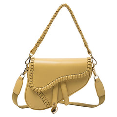 Saddle Women Bag One Shoulder Handle Casual Hasp Zipper PU Material Inside Lock