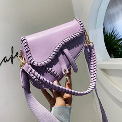 Saddle Women Bag One Shoulder Handle Casual Hasp Zipper PU Material Inside Lock